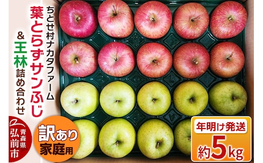 【26年1月～発送】りんご 葉とらずサンふじ ＆ 王林 詰め合わせ 約5kg 家庭用 訳あり ちとせ村