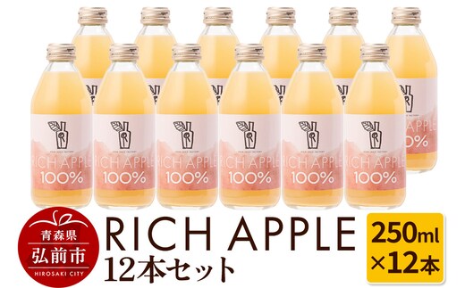 りんごジュース RICH APPLE 12本セット（250ml×12本）