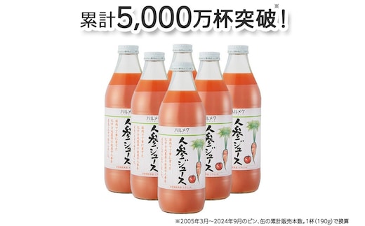 ハルメク 人参ジュース【ビン】1030g×6本