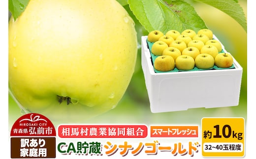 【26年3月発送】りんご【訳あり】家庭用 シナノゴールド約10kg（32～40玉程度）CA スマートフレッシュ