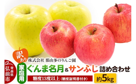 【25年11月～発送】りんご【訳あり】家庭用 ぐんま名月＆サンふじ 詰め合わせ 約5kg 糖度13度以上（糖度証明書付）【先行受付】 青森 果物 フルーツ 林檎 リンゴ くだもの 不揃い 規格外 予約