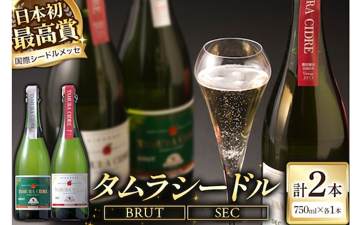 【寄附金額見直しました】シードル タムラシードルセット TF-TSTB（BRUT・SEC 750ml×各1本 計2本） 青森県弘前市 タムラファーム [りんご リンゴ 林檎 アップル 弘前 セット ギフト 果実酒 果汁 発泡 青森 飲み比べ 完熟 さわやか 酸味 渋み やや甘口 辛口]