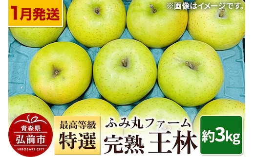 【26年1月～発送】りんご ふみ丸ファーム 最高等級「特選」完熟 王林 約3kg