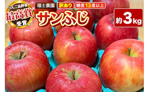 【26年11月～発送】りんご サンふじ【訳あり】約3kg【りんご品評会最高賞】糖度13度以上保証 青森県 弘前市 [不揃い 規格外 青森県産 産地直送 高糖度 甘い アップル おいしい 果実 果物 赤色 美味]