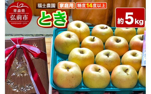 【26年9月下旬～発送】りんご とき【家庭用】約5kg 糖度14度以上保証 青森県 弘前市 [青森県産 産地直送 高糖度 甘い アップル おいしい 果実 果物 黄色 美味]
