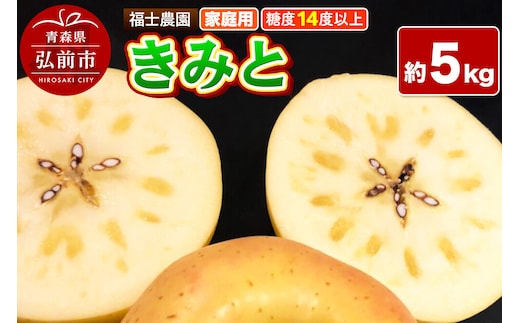 【26年12月発送】りんご きみと【家庭用】約5kg【希少品種】糖度14度以上保証 青森県 弘前市 [青森県産 産地直送 高糖度 甘い アップル おいしい 果実 果物 黄色 美味 珍しい]