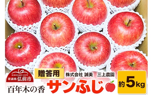 【25年12月～発送】りんご 贈答用 百年木の香 三上農園 サンふじ 約5kg【先行受付】 青森 果物 フルーツ 林檎 リンゴ くだもの 予約