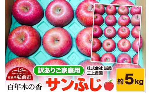 【25年12月～発送】りんご 【訳あり】家庭用 百年木の香 三上農園 サンふじ 約5kg【先行受付】 青森 果物 フルーツ 林檎 リンゴ くだもの 不揃い 規格外 予約