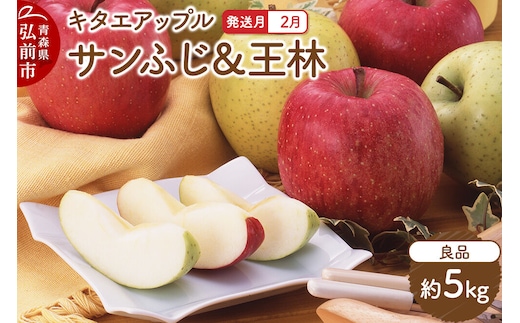 【27年2月発送】りんご サンふじ･王林【良品】約5kg キタエアップル 先行受付 青森県 弘前市 果物 フルーツ 林檎 リンゴ くだもの ギフト 贈り物 [先行予約 産地直送 アップル おいしい 果実 美味 甘い 赤色 黄色]