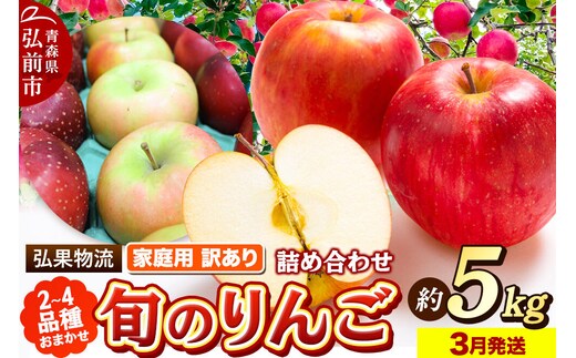 【27年3月クール便発送】りんご 家庭用 訳あり 旬のりんご 品種おまかせ 約5kg 2品種～4品種 [アップル おいしい りんご 果実 果物 美味 林檎]