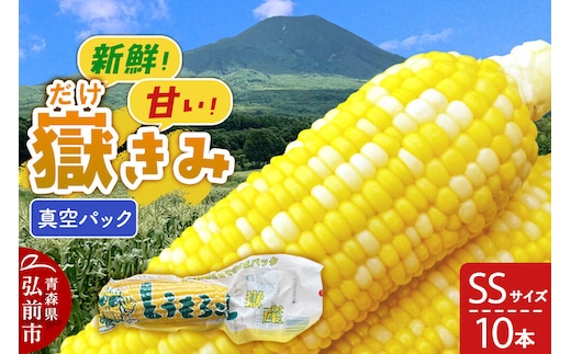 【26年10月中旬～発送】とうもろこし 嶽きみ真空パック SSサイズ 10本 しらかみラボ [先行予約 産地直送 嶽きみ コーン ブランド 真空パック おいしい 青森 野菜 だけきみ]
