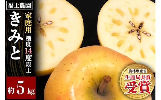 【26年12月発送】りんご きみと【家庭用】約5kg【希少品種】糖度14度以上保証 青森県 弘前市 [青森県産 産地直送 高糖度 甘い アップル おいしい 果実 果物 黄色 美味 珍しい]