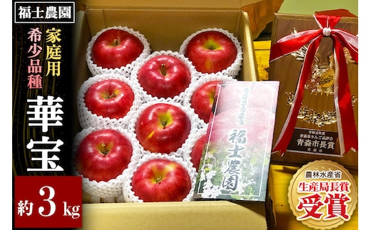 【26年9月下旬発送】りんご 華宝【家庭用】約3kg【希少品種】青森県 弘前市 [青森県産 産地直送 アップル おいしい 果実 果物 赤色 美味 珍しい]