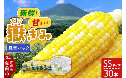 【26年10月中旬～発送】とうもろこし 嶽きみ真空パック SSサイズ 30本 しらかみラボ [先行予約 産地直送 嶽きみ コーン ブランド 真空パック おいしい 青森 野菜 だけきみ]