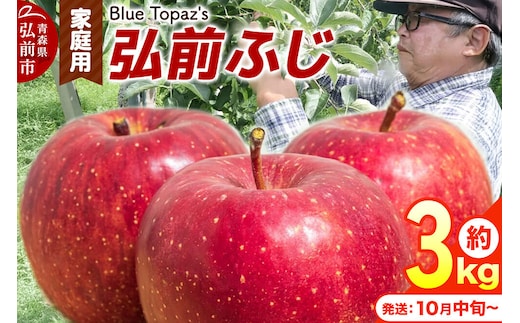 【26年10月中旬～発送】りんご 弘前ふじ【家庭用】約3kg 青森県 弘前市 [アップル おいしい ふじ りんご 果実 果物 赤色 津軽 糖度 美味 林檎]
