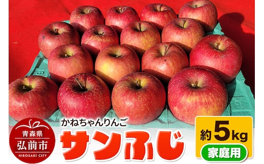 【26年12月発送】りんご サンふじ 約5kg 家庭用【先行受付】かねちゃんりんご 青森 果物 フルーツ 林檎 リンゴ くだもの 予約 [アップル おいしい ふじ りんご 果実 果物 赤色 美味 林檎]