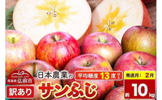 【27年2月発送】りんご サンふじ【訳あり】約10kg 平均糖度13度以上 青森県 弘前市 果物 フルーツ 林檎 リンゴ くだもの 不揃い 規格外 先行受付 [先行予約 家庭用 産地直送 アップル 青森県 弘前市]