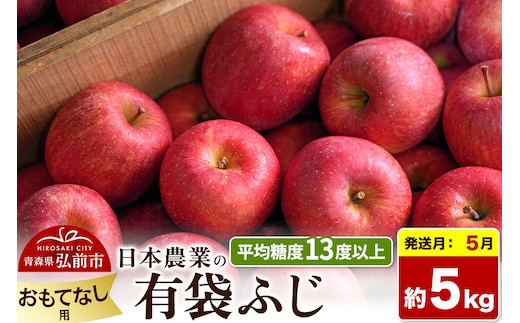 【27年5月クール便発送】りんご 有袋ふじ【おもてなし用】約5kg【CA貯蔵】平均糖度13度以上 クール便 青森 果物 フルーツ 林檎 リンゴ くだもの 先行受付 [先行予約 家庭用 産地直送 アップル 青森県 弘前市]