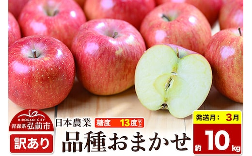 【27年3月クール便発送】りんご 品種おまかせ【訳あり】約10kg 平均糖度13度以上 青森県 弘前市 果物 フルーツ 林檎 リンゴ くだもの 不揃い 規格外 先行受付 [先行予約 クール便 家庭用 産地直送 アップル 青森県 弘前市]