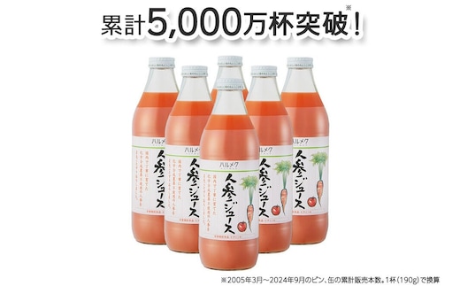 【寄附金額見直しました】ハルメク 人参ジュース【ビン】1030g×6本 [野菜ジュース にんじんジュース 人参ジュース りんご果汁 栄養機能食品 ビタミンA 健康 砂糖不使用 甘味料不使用 保存料不使用 青森県 弘前市]