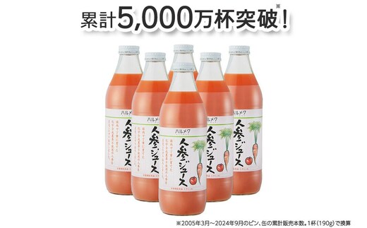 【寄附金額見直しました】《定期便3ヶ月》ハルメク 人参ジュース【ビン】1030g×6本 [野菜ジュース にんじんジュース 人参ジュース りんご果汁 栄養機能食品 ビタミンA 健康 砂糖不使用 甘味料不使用 保存料不使用 青森県 弘前市]