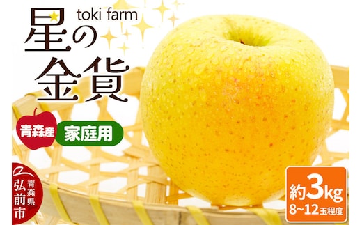 【26年11月発送】りんご 星の金貨 約3kg（8～12玉程度）家庭用 toki farm [アップル おいしい りんご 果実 果物 美味 林檎 青森県 弘前市]