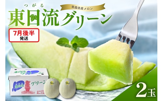 【2026年7月後半発送】 最高等級秀品 メロン 緑肉 大玉2玉 東日流グリーン 青森産