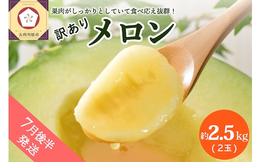 【2026年7月後半発送】【訳あり】メロン約2.5kg緑肉2玉青森産