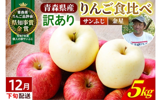 【2026年12月下旬発送】【訳あり】 りんご 青森産 約5kg サンふじ 金星