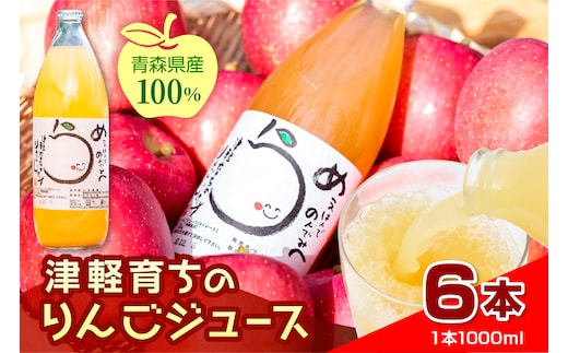 【2026年11月より順次発送】りんごジュース 「津軽育ちのりんごジュース」 100％ ストレート果汁 1L× 6本【 青森県 五所川原市 】 青森 りんご ストレートりんごジュース リンゴジュース りんご リンゴ 林檎 ジュース 果汁飲料 ストレート 果汁