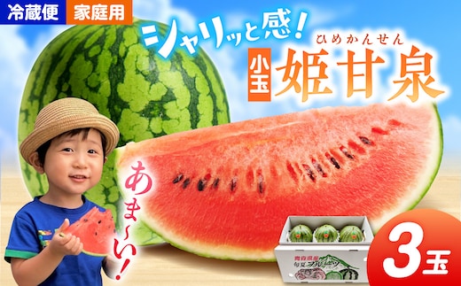 【先行予約】小玉すいか 3玉 姫甘泉（2kg前後×3）【7月下旬以降順次発送予定】 フルーツ 西瓜 スイカ 小玉 青森県 五所川原市 果物 こだま 農家直送 家庭用