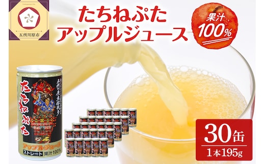 青森りんごジュースストレート100％果汁(１箱30本入)たちねぷた缶【ねぶた立佞武多】缶りんごジュース