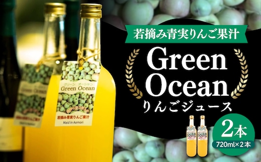 りんごジュース 青森 ストレート 甘さ控えめ 720ml×2本 【GreenOcean】 プレゼント 贈答 飲料 食事に合う さっぱり 樹上選果 摘果 青森県 五所川原市 アップルジュース りんご 果汁