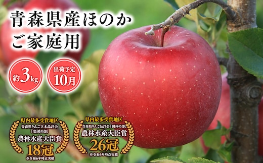 １０月発送 【訳あり】家庭用ほのか3ｋｇ 【そと川りんご園・１０月・青森県産・平川市・りんご・ほのか・3ｋｇ・訳あり・家庭用】