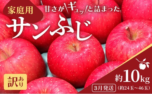 3月発送 家庭用 サンふじ 約10kg【訳あり】【原正りんご 青森県産 津軽産 リンゴ 林檎】 果物類 希少 葉取らず 完熟 JGAP認証 安心 丸かじり 甘い 高糖度 