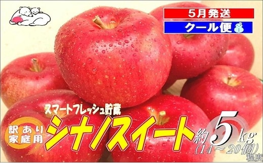 【5月発送クール便】 白熊 訳アリ家庭用シナノスイート 約5kg スマートフレッシュ 糖度13度【青森りんご 果物 フルーツ 果物類 デザート 食後 おやつ 青森のりんご 】