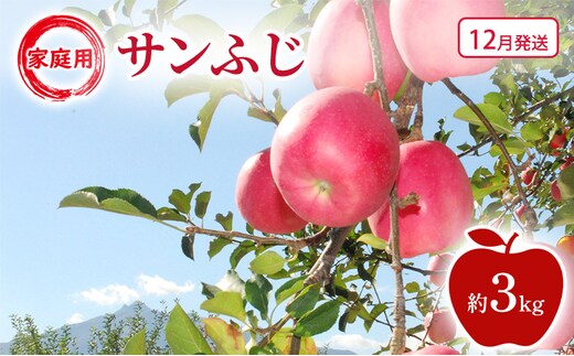 【12月発送】家庭用 サンふじ 約3kg 果物類 フルーツ 林檎 リンゴ 鶴田町 青森県 おやつ デザート
