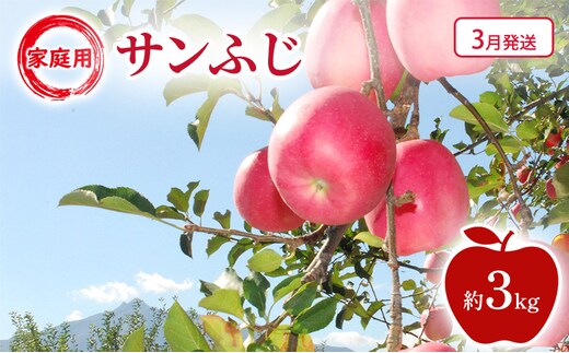 【3月発送】家庭用 サンふじ 約3kg 果物類 フルーツ 林檎 リンゴ 鶴田町 青森県 おやつ デザート
