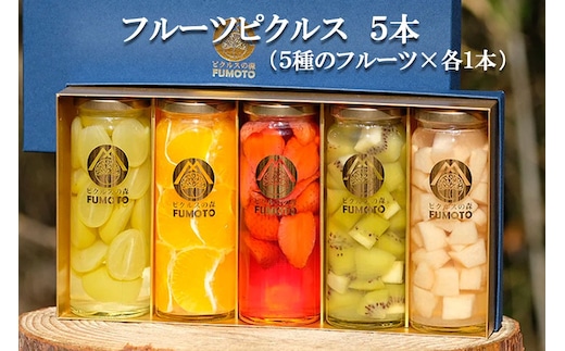 何が届くかお楽しみ！ フルーツ ピクルス 5種セット みかん ラズベリー いちご 苺 パイン パイナップル キウイ プルーン レモン 金柑 きんかんもも 桃 ブルーベリー グレープフルーツ 旬 酢漬け ギフト プレゼント 岩手県 盛岡 有限会社トゥレイス