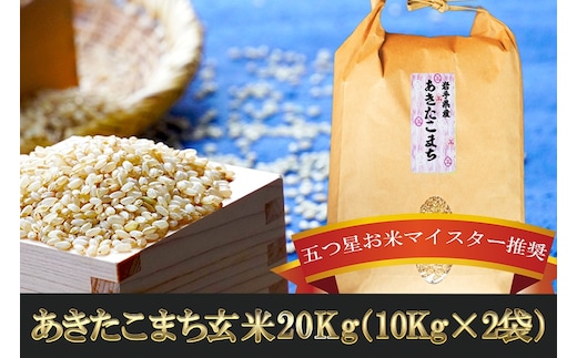 あきたこまち 玄米 20kg 10kg×2袋 盛岡市産 岩手 米 お米 ブランド米 いわて米 秋田こまち 五つ星 お米マイスター 推奨 こめ コメ ライス ご飯 ごはん 美味しい 贈り物 国産 岩手県産 岩手県 盛岡市 産地直送 盛岡 佐々木米穀店