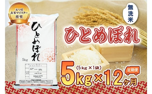 ひとめぼれ 無洗米 5kg 米 定期便 12回 12ヶ月 連続 お届け 60kg 盛岡市産 いわて米 ブランド米 精米 白米 米 お米 こめ コメ ライス ご飯 ごはん 美味しい おすすめ贈り物 国産 産地直送 盛岡 佐々木米穀店