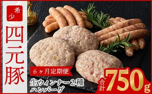 【定期便6ヶ月】四元豚 グルメセットA 3種 750g 【1229】