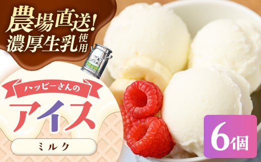 ハッピーさんのアイス（ミルク）6個入 アイスクリーム カップ スイーツ あいす セット ギフト プレゼント 贈り物 夏 ミルク 農場直送 冷凍 岩手県 岩手町
