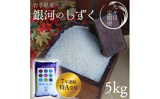 ★令和7年産★【9回定期便】特A受賞 銀河のしずく5kg 岩手県紫波町産 (AD037)