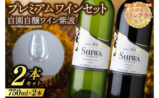 紫波 プレミアムワイン 2本セット ロゴ入りワイングラス入り (AL076)