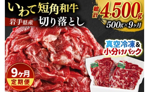 ★先行予約 2月下旬より発送★ ＼9ヶ月連続 定期便／ 切り落とし 赤身 肉 牛肉 いわて 短角和牛 500g (総計 4500g) 小分けパック 真空冷凍 | 牛肉 肉 赤身 短角 和牛 国産牛 ブランド牛 切り落し 大容量 牛丼 肉じゃが 煮込み 煮物 小分け 真空パック 数量限定 (AB118)
