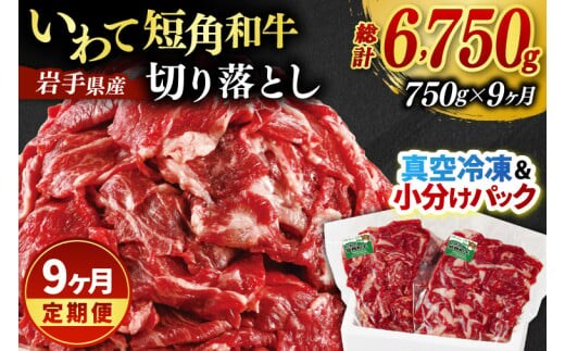 ★先行予約 2月下旬より発送★ ＼9ヶ月連続 定期便／ 切り落とし 赤身 肉 牛肉 いわて 短角和牛 750g (総計 6750g) 小分けパック 真空冷凍 | 牛肉 肉 赤身 短角 和牛 国産牛 ブランド牛 切り落し 大容量 牛丼 肉じゃが 煮込み 煮物 小分け 真空パック 数量限定 (AB123)