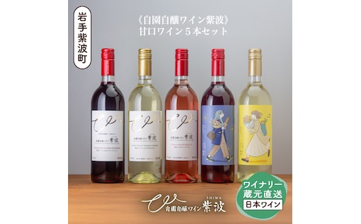 自園自醸ワイン紫波 甘口５本セット 甘口 セット 飲み比べ ワイン (AL109)