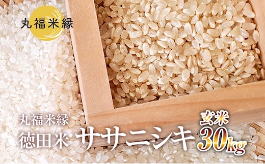 素材の味を引き立てるカラダにやさしいお米 徳田米 ササニシキ玄米 30kg