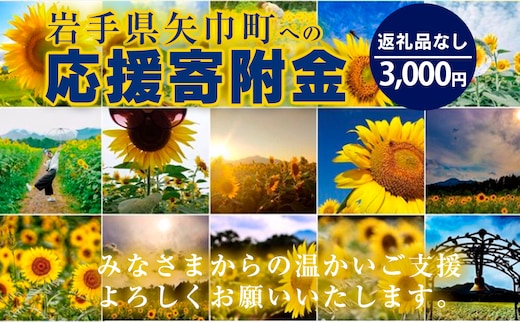 岩手県矢巾町（やはばちょう）応援寄附金（※返礼品なし）3,000円